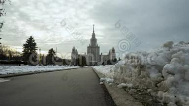 莫斯科国立大学冬季节，延时，延时.